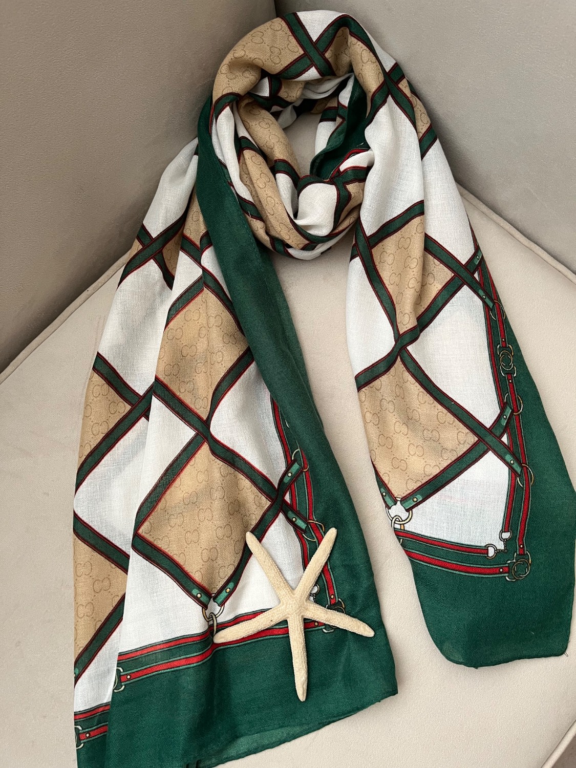 شال طرحدار نخ پنبه وارداتی