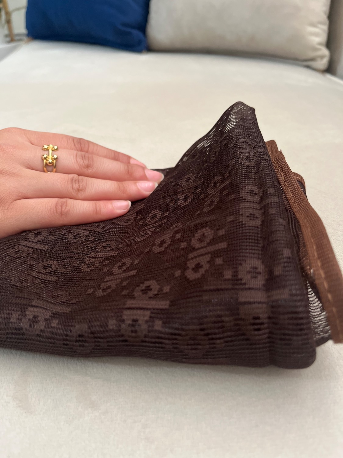 مینی اسکارف تور قهوه ای طرحدار
