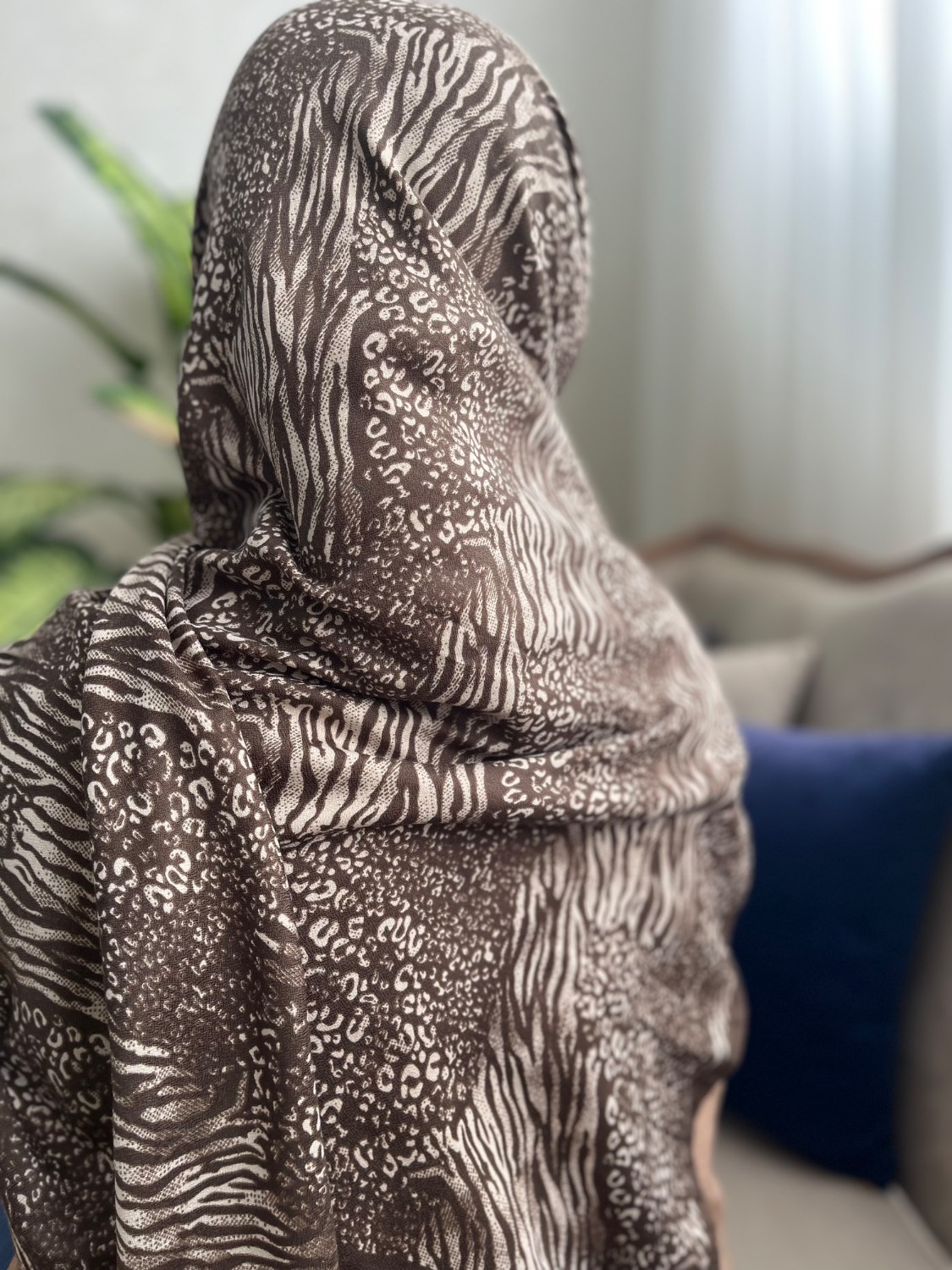 روسری نخی طرحدار پلنگی قواره 140