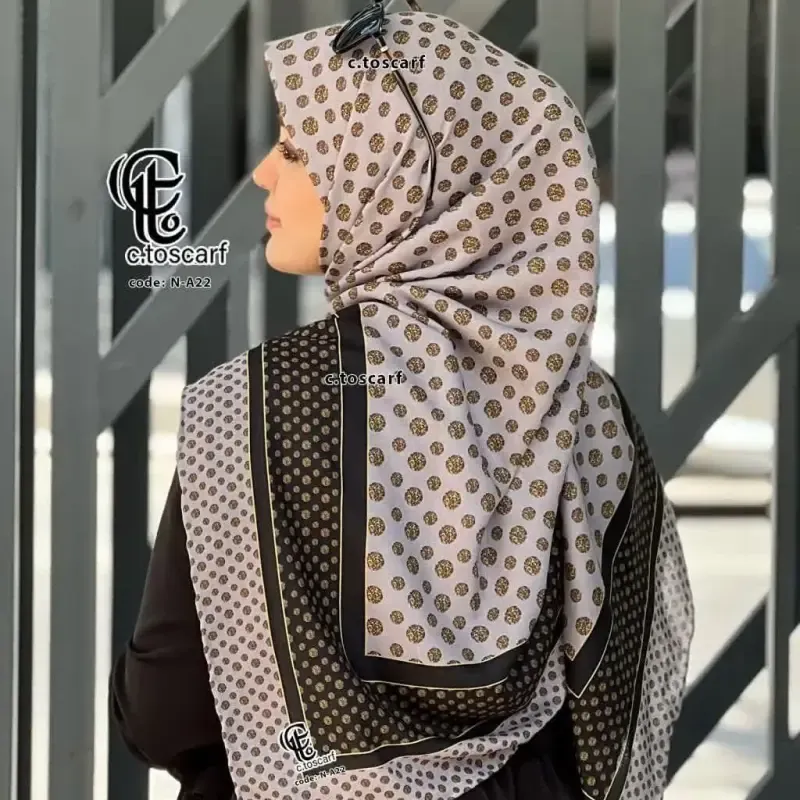روسری نخ کاستوم طرح خال خال اکلیلی قواره بزرگ 140 سانتیمتر