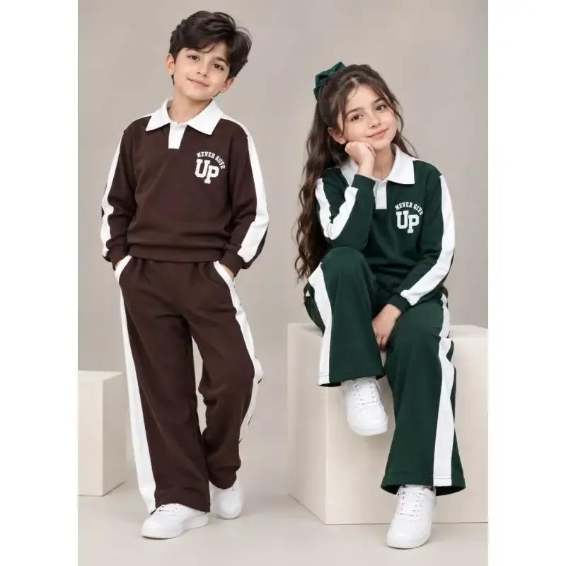 ست بلوز شلوار دورس داخل حوله ای دخترانه و پسرانه سایز 55 و 60