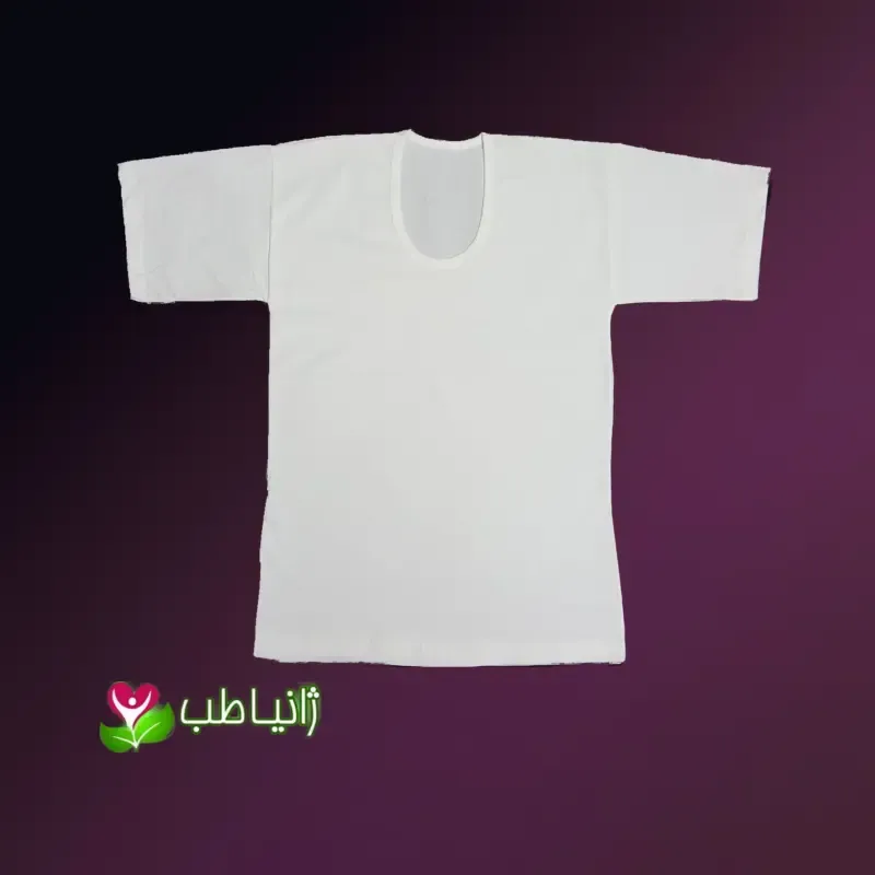 زیرپوش نیمه آستین مردانه 100 درصد نخی الیاف طبیعی ژانیاطب سایز M و L رنگ کرم روشن