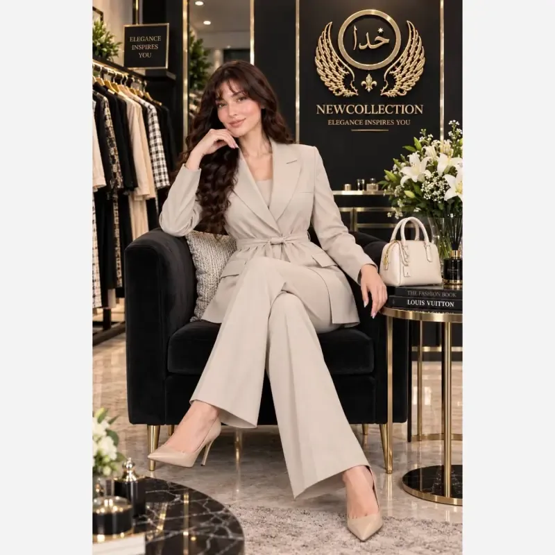 ست کت و شلوار پاییزه زنانه جنس سوپرمازراتی اعلا فری سایز