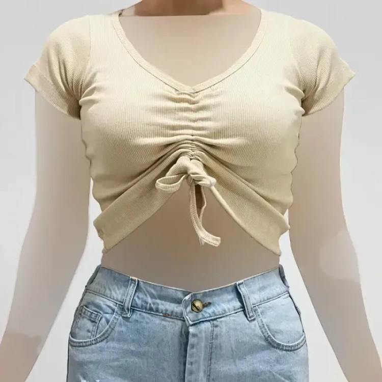تیشرت کبریتی جلو گت دار فری سایز کد 1406