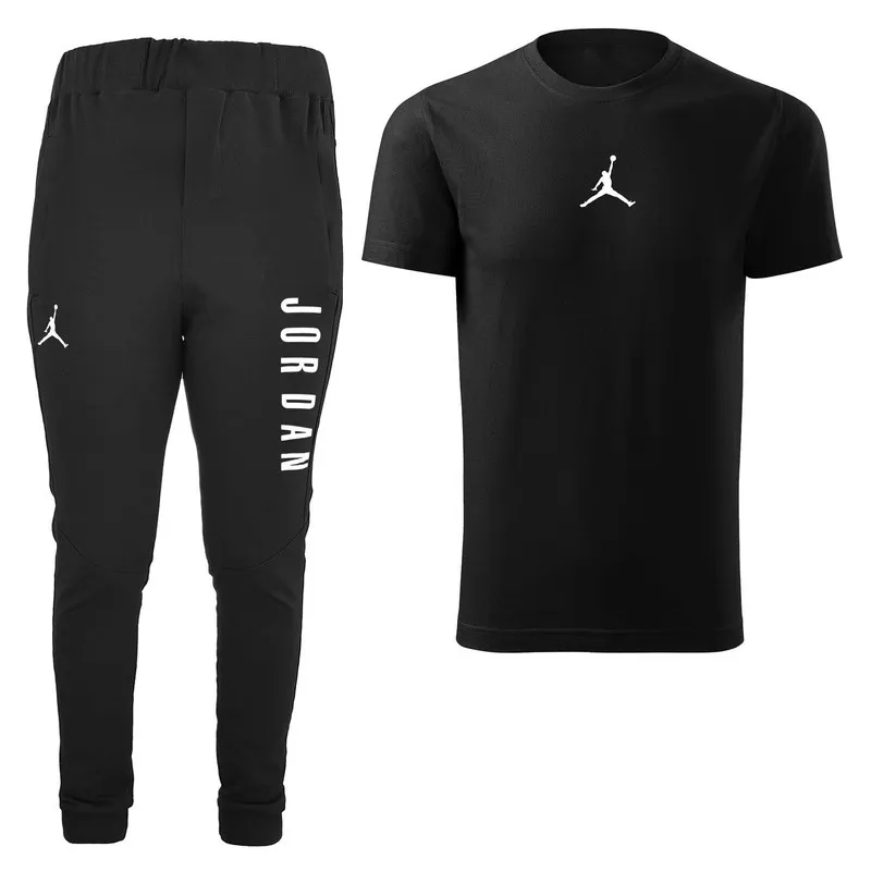 ست تی شرت و شلوار مردانه رنگ مشکی پنبه نخ دو تکه