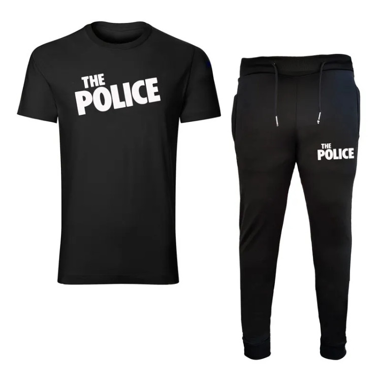 ست تیشرت و شلوار مردانه نخ طرح police آستین کوتاه دو تکه