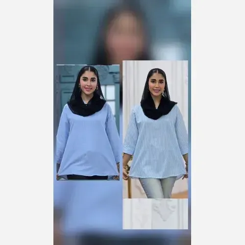 شومیز نخی ساده و دیپلمات یقه کوبایی زنانه فری سایز