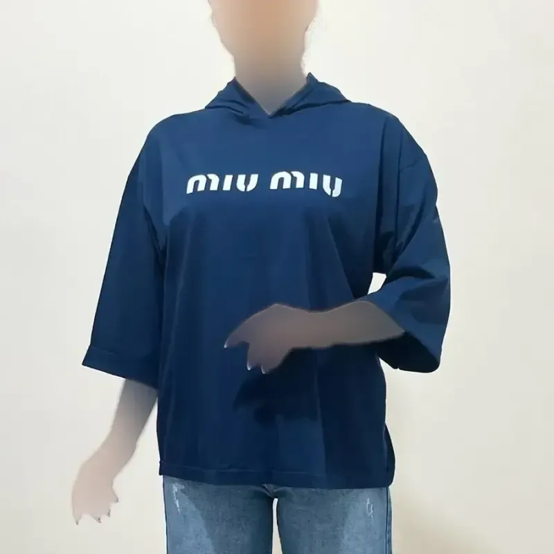 تیشرت باکسی کلاهدار چاپی نخ پنبه لش