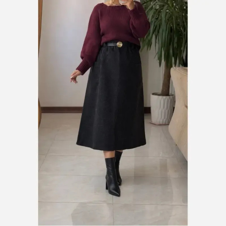 دامن فوتر بلند ضخیم جیب دار زنانه