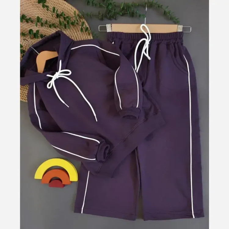 ست هودی شلوار پاییزه بچگانه دورس پنبه لاکرا دار مدل مهشید