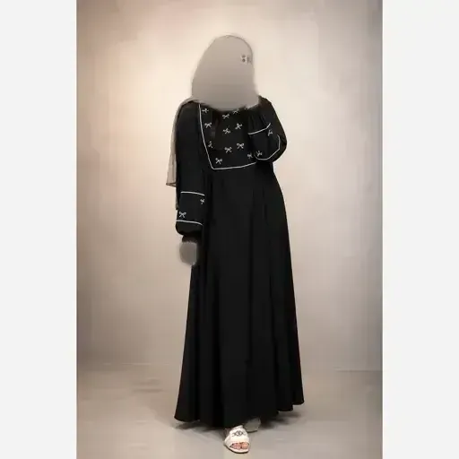 عبا گلدوزی پاپیونی مناسب شیردهی الیزه مشکی