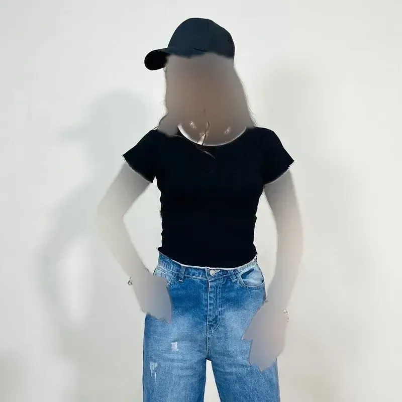 کراپ تیشرت کبریتی دورنگ جنس پنبه کبریتی ریز