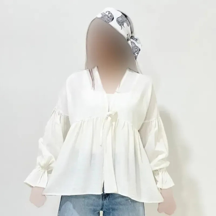 شومیز عروسکی گره ای زنانه جنس لینن فری سایز